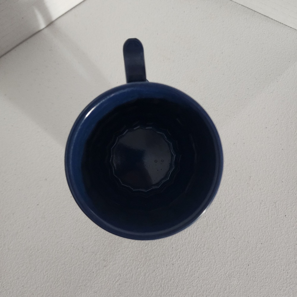 Tropez by Dinex Navy Blue Insulated Coffee Mugs Set of 2 Faceted Made in USA - Picture 2 of 12